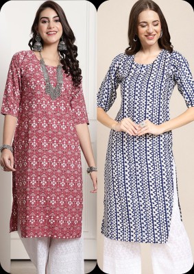 V And V Shop Women Printed Straight Kurta(Multicolor)