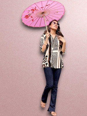 ABHI FAB Women Printed Straight Kurta(Brown)
