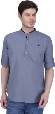 KUONS AVENUE Men Solid Straight Kurta(Grey)