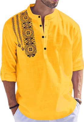 LIMRO Men Solid, Printed Straight Kurta(Multicolor)