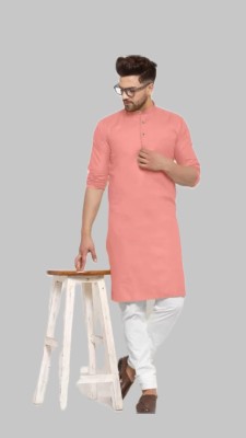 Anuj Fashion Men Solid A-line Kurta(Pink)