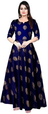 RACHNA FASHION Women Printed Anarkali Kurta(Blue)