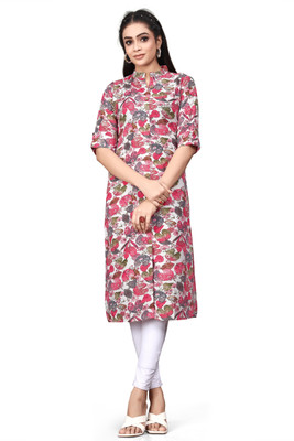 ZELZIS Women Printed A-line Kurta(Red)