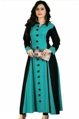 Faxmon Fashion Women Self Design Ethnic Dress Kurta(Green)