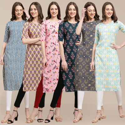 EthnicBasket Women Printed Straight Kurta(Multicolor)