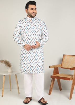 METRONAUT PLUS Men Printed A-line Kurta(Blue)