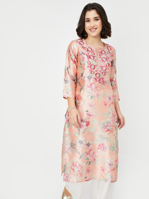 MAX Women Striped A-line Kurta(Pink)