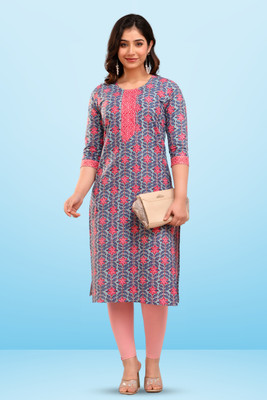 Vnyashri Women Printed Straight Kurta(Multicolor)