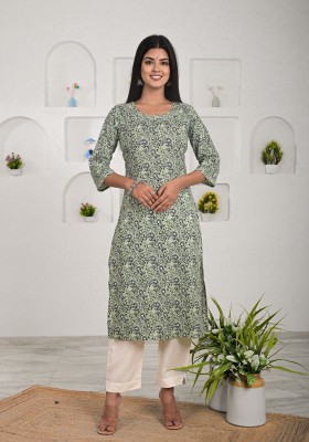 parth Women Printed Flared Kurta(Green)