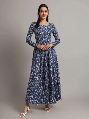 Dhakre fashion Women Floral Print Anarkali Kurta(Grey)