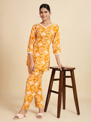 LUISSA Women Printed A-line Kurta(Yellow)