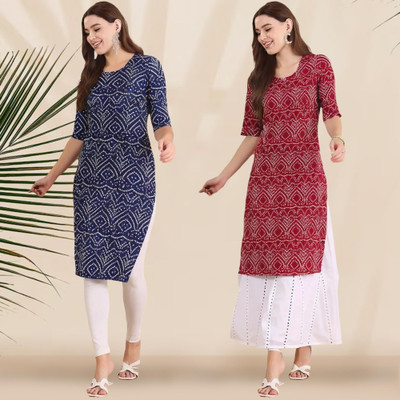 1 Stop Fashion Women Printed Straight Kurta(Multicolor)