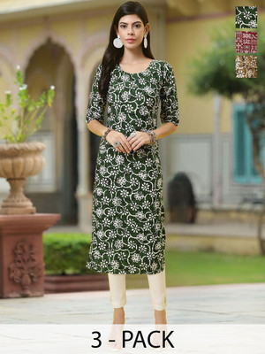 Moda Rapido Women Floral Print A-line Kurta(Multicolor)
