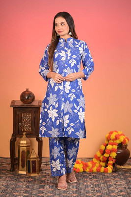 Maharaja textile Women Printed A-line Kurta(Light Blue)