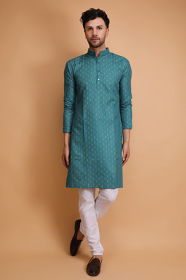 Colorbenz Men Printed Straight Kurta(Green)
