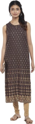 Rangmanch by Pantaloons Women Printed Straight Kurta(Brown)