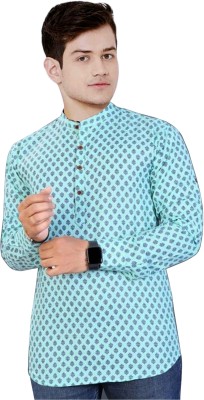 TRUST OUS Men Self Design Straight Kurta(Light Blue)