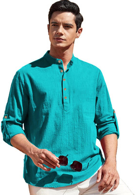 DaReal Men Solid A-line Kurta(Brown)