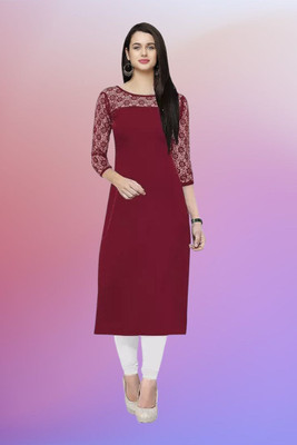 Maheshvi Women Embellished Straight Kurta(Blue)