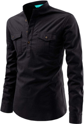 VIMASUTI Men Solid A-line Kurta(Black)