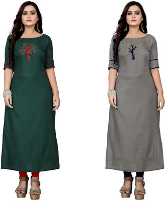 mahi creation Women Printed Straight Kurta(Multicolor)