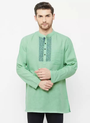 Arch Element Men Printed Straight Kurta(Green)