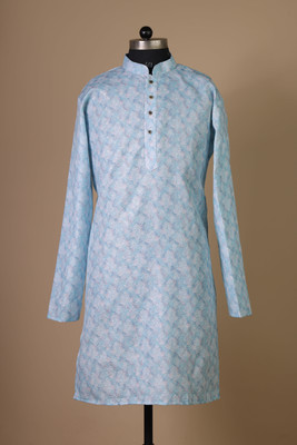 FOXDX Men Printed A-line Kurta(Grey)