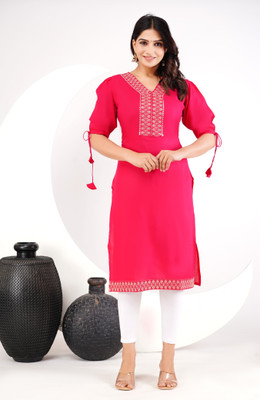 Kalyan textiles Women Solid A-line Kurta(Pink)