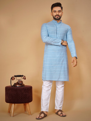 ZURIKA FASHION Men Embroidered A-line Kurta(Blue)
