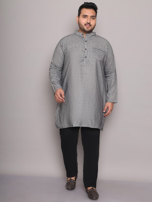 ED PLUS Men Solid Straight Kurta(Grey)