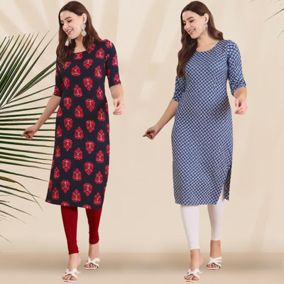 EthnicBasket Women Printed, Striped Straight Kurta(Multicolor)