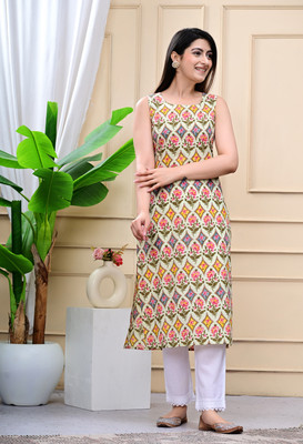 rainy rose Women Printed A-line Kurta(Multicolor)