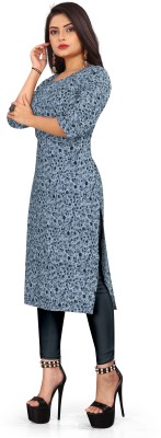 SUMITA SAREE Women Printed Straight Kurta(Black, White, Blue)