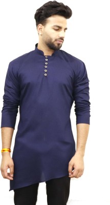 kiaz fashion Men Solid Asymmetric Kurta(Blue)