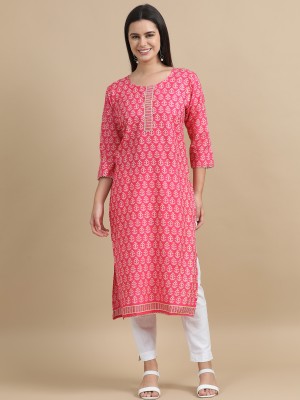 Miraan Women Printed A-line Kurta(Pink)