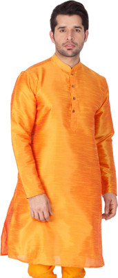 VASTRAMAY Men Solid Straight Kurta(Orange)