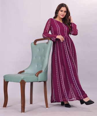 PALIBHAV Women Printed A-line Kurta(Purple)