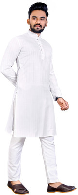 Tezys Men Solid Straight Kurta(White)