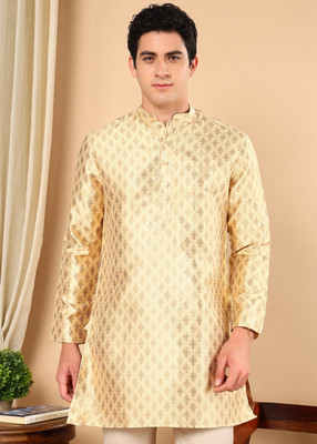 Tattva Men Printed Straight Kurta(Beige)