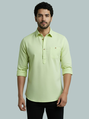 Vida Loca Men Solid A-line Kurta(Green)