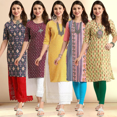 EthnicBasket Women Printed Straight Kurta(Multicolor)