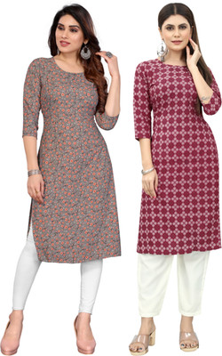 HouseOfCommon Women Self Design Straight Kurta(Multicolor)