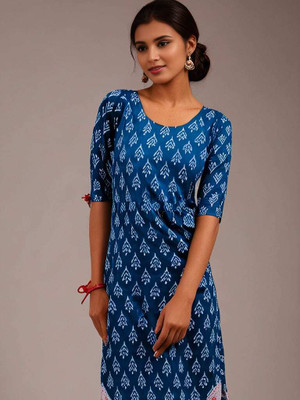 FLOWNIC Women Printed A-line Kurta(Blue)