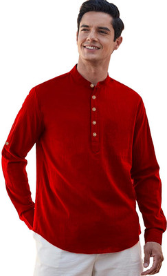 DaReal Men Solid A-line Kurta(Red)