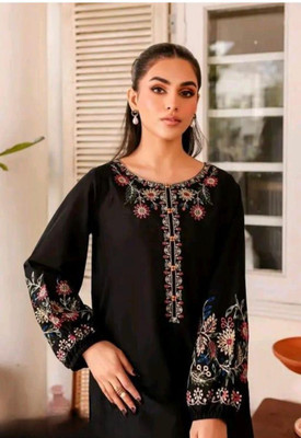 mpposhak Women Embroidered A-line Kurta(Black)
