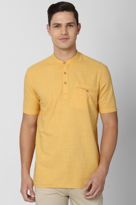 PETER ENGLAND Men Solid Straight Kurta(Yellow)