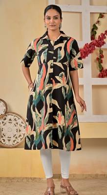 Chaukas Women Floral Print A-line Kurta