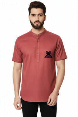 ZAKOD Men Solid Straight Kurta(Maroon)
