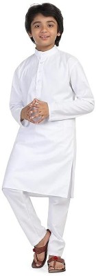 kraft india Boys Solid Straight Kurta(White)