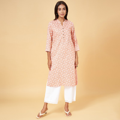 Rangmanch by Pantaloons Women Printed Straight Kurta(Pink)